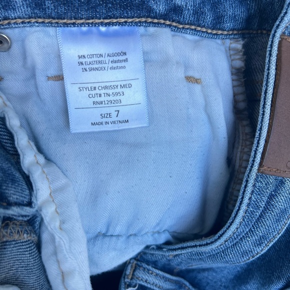 Carly Jean Chrissy Boyfriend Jeans Sz 7 Medium Wash Distressed Cuffed relaxed - Picture 3 of 13